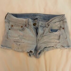 American Eagle Outfitters Light Blue Ripped Jean Shorts